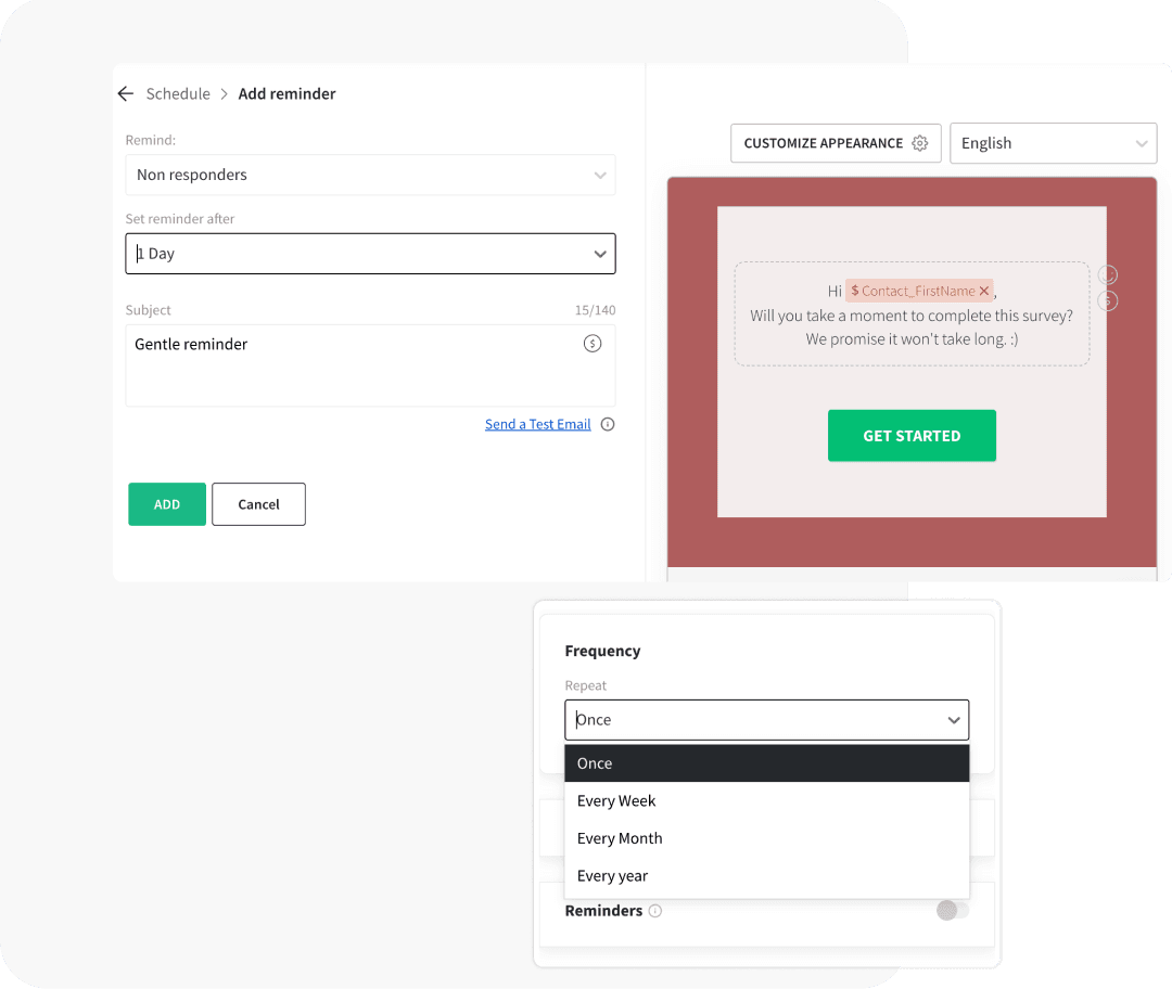 Recurring surveys & reminder emails Recurring surveys & reminder emails