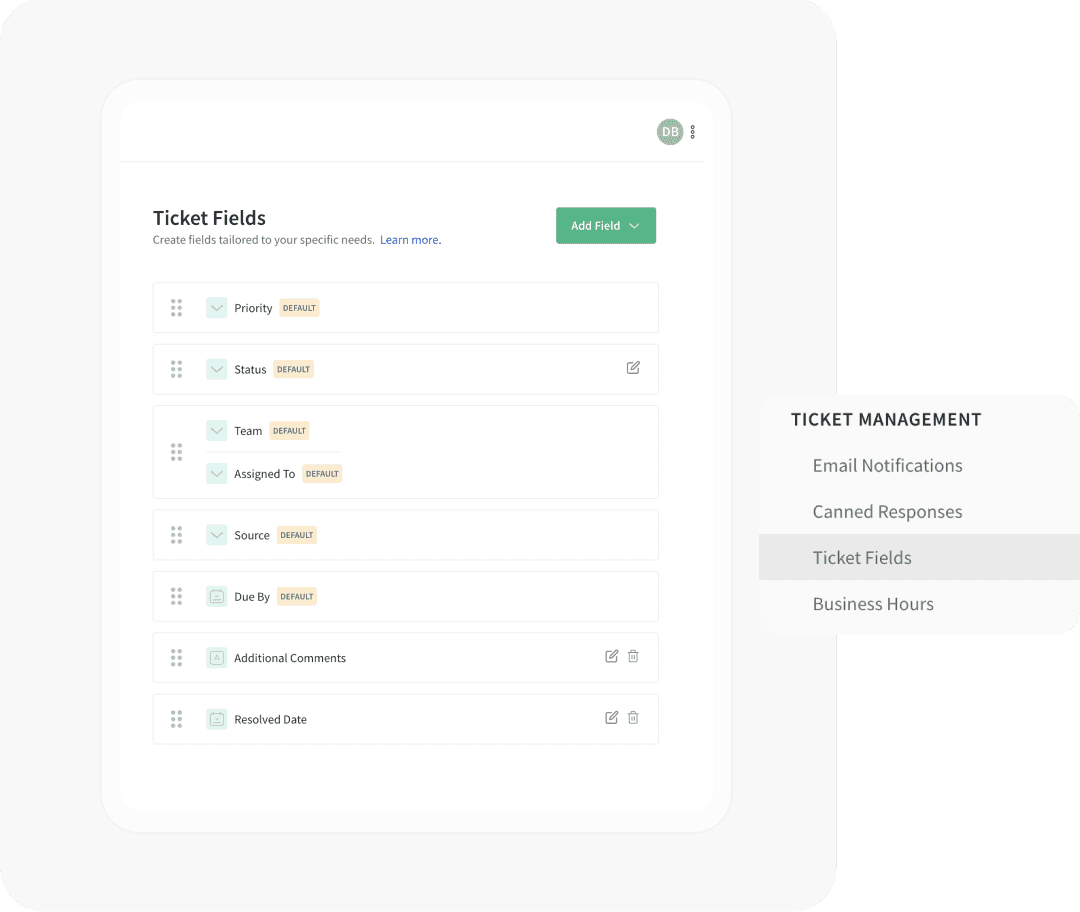 Customizable ticket fields Customizable ticket fields